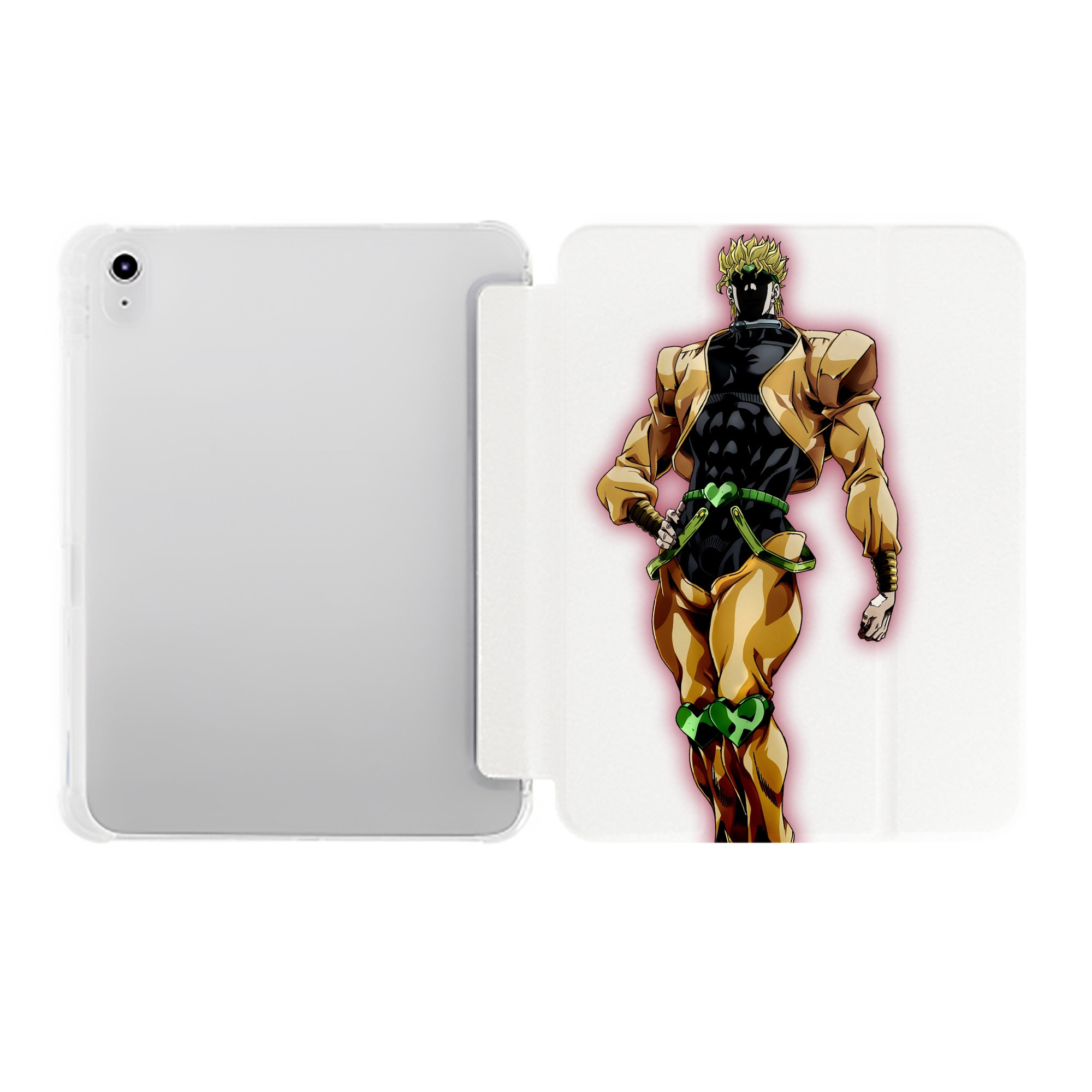 （画像用） ジョジョの奇妙な冒険 ディオ?ブランドー JoJo's Bizarre Adventure Dio Brando IPad ケース ペン収納付き 三つ折りスタンド PUレザー×シリコン 対応機種9.5/10.5/10.9インチ